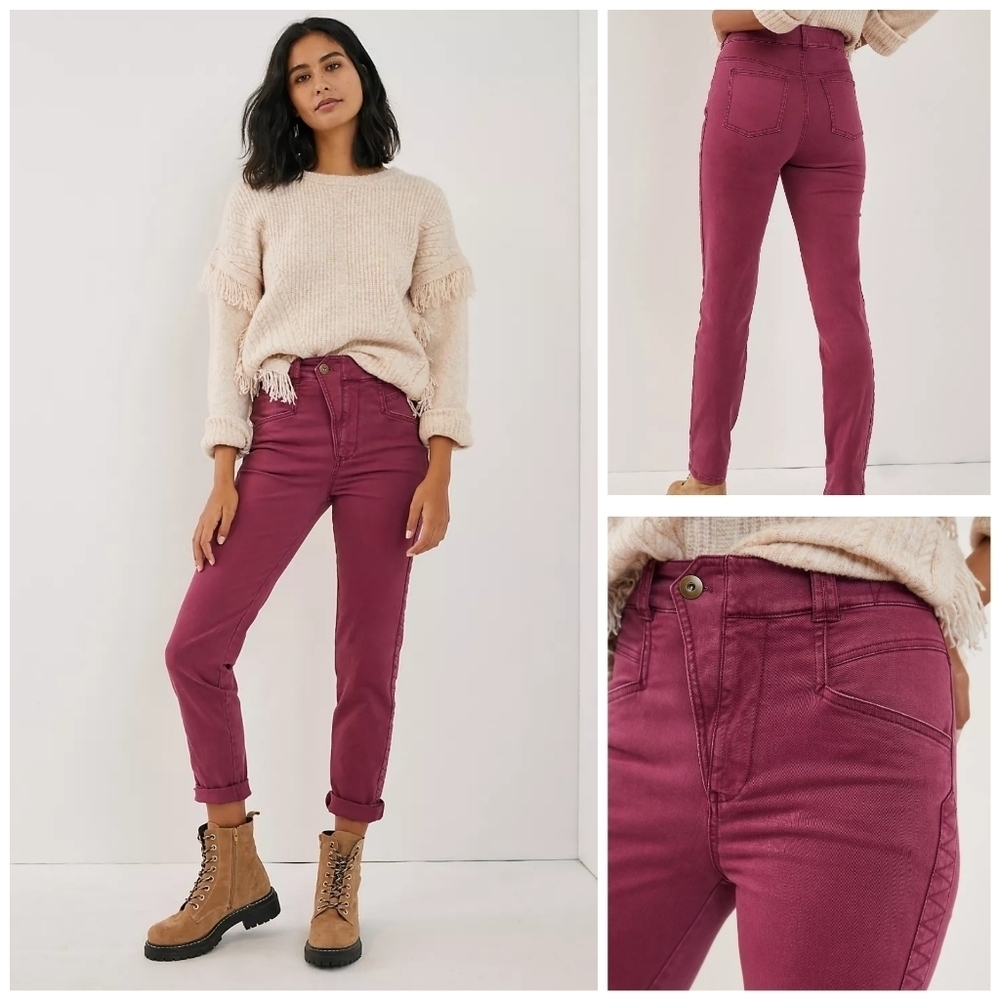ANTHROPOLOGIE zigzag seam slim pants size 26
